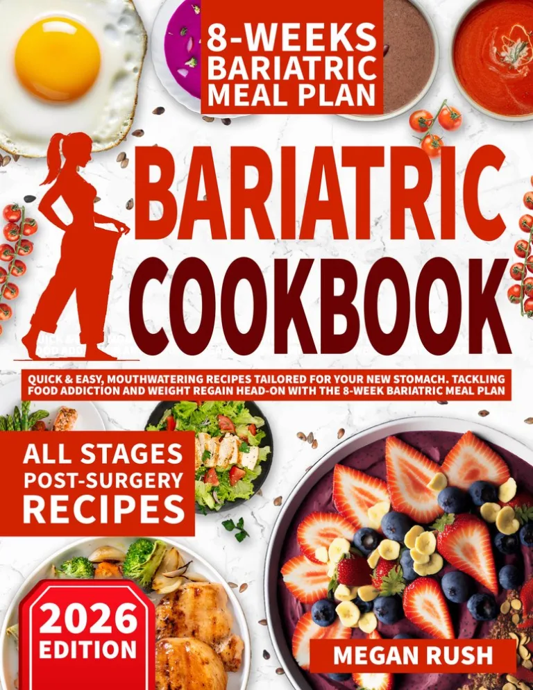 Front cover of the Bariatric Cookbook by Megan Rush, 2026 edition.