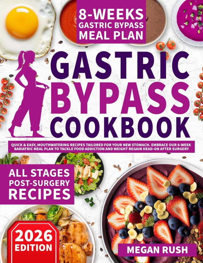 Front cover of the Gastric Bypass Cookbook by Megan Rush, 2026 edition.