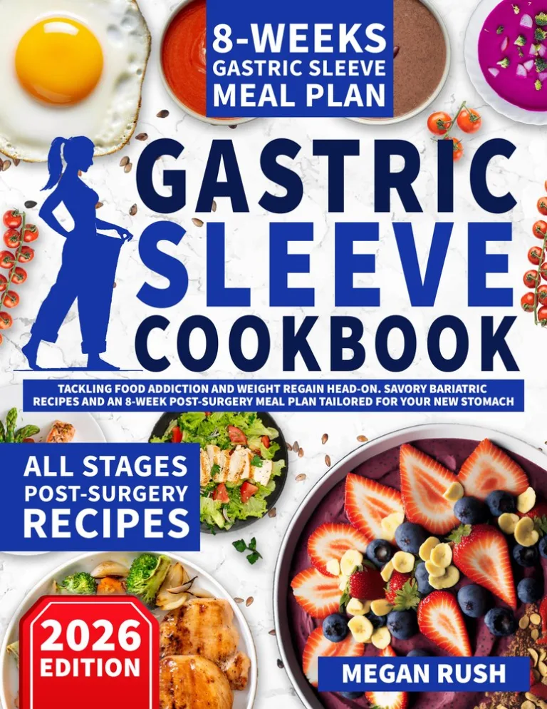 Front cover of the Gastric Sleeve Cookbook by Megan Rush, 2026 edition.